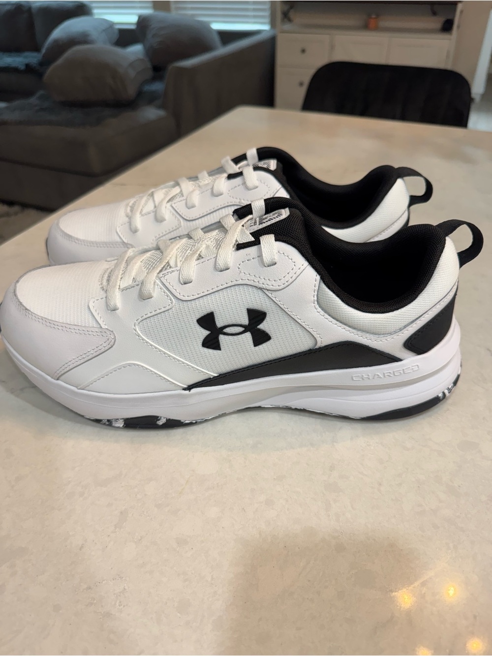 Under Armour Kids White and Black Athletic Sneakers